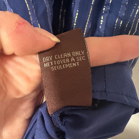 Anthropologie Ranna Gill Blue Flowy beaded top gold sz Small halter - Picture 7 of 7